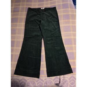 Vintage 70s Corduroy Bell Bottom Pants Green Flared Miss Holly Disco Hippie Wide